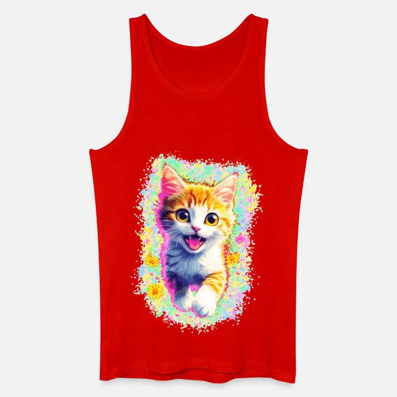 Glückliches Kätzchen 🌼🌸 - Männer Bio Tank Top - Rot