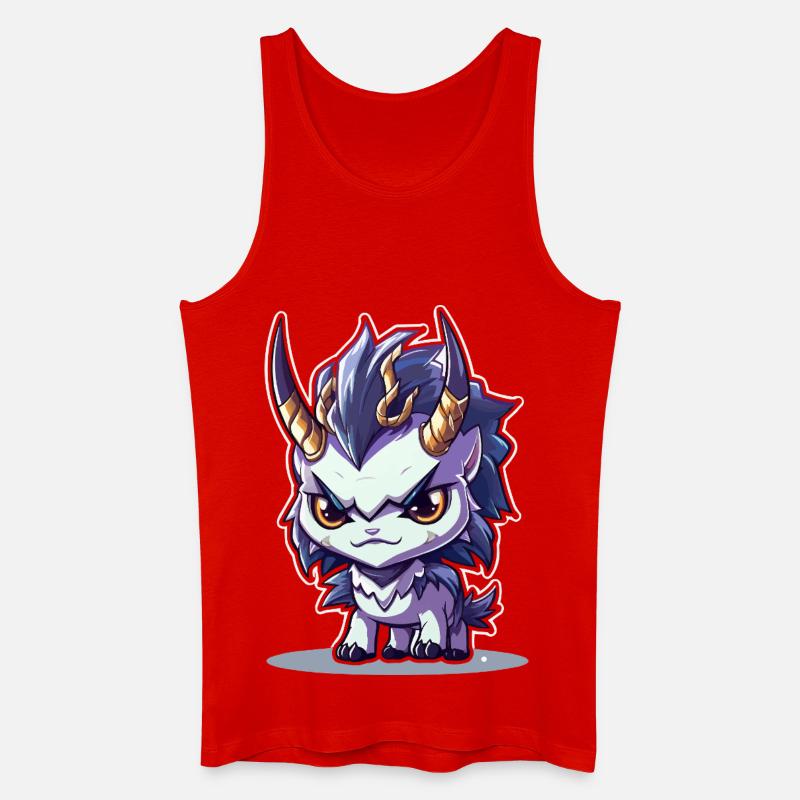 Kleiner Hörnerdrache im Chibi-Stil - Männer Bio Tank Top - Rot