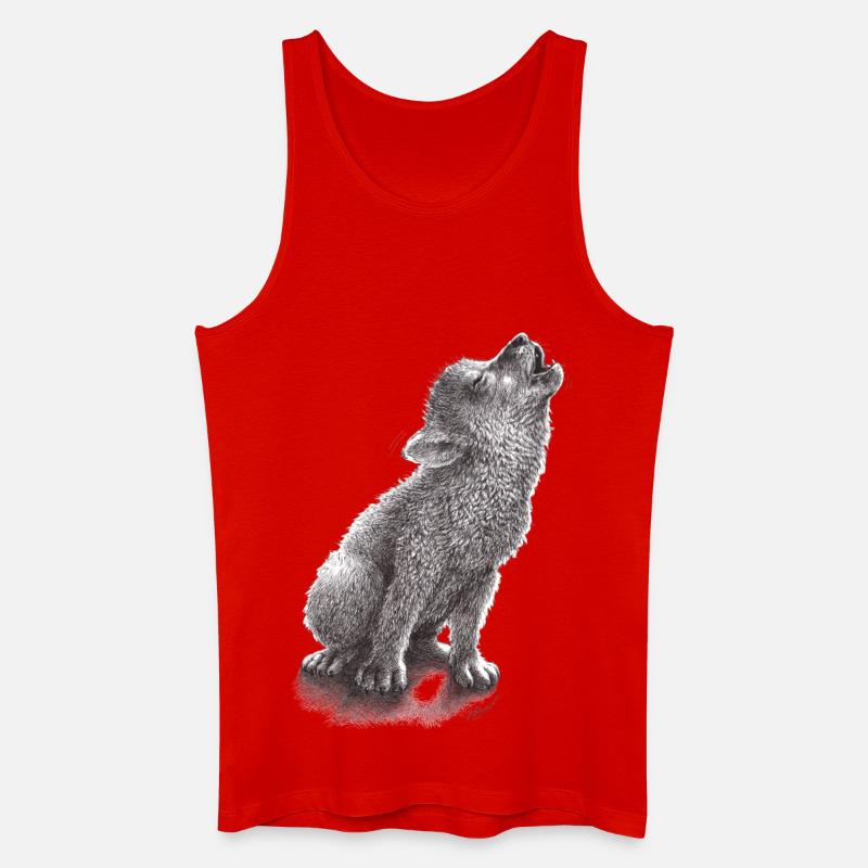 Junger heulender Wolf - Männer Bio Tank Top - Rot