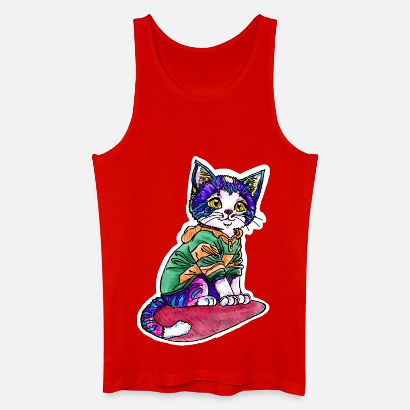 Chat en pull vert - Débardeur bio Homme - rouge