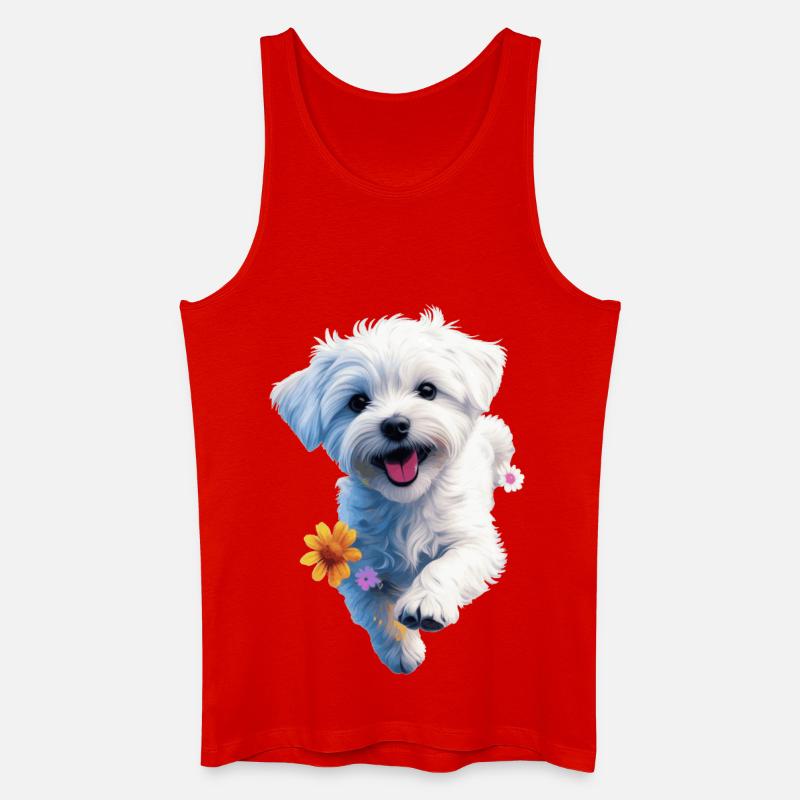 Maltesischer Welpe springt - 2 - 🐾 - Männer Bio Tank Top - Rot