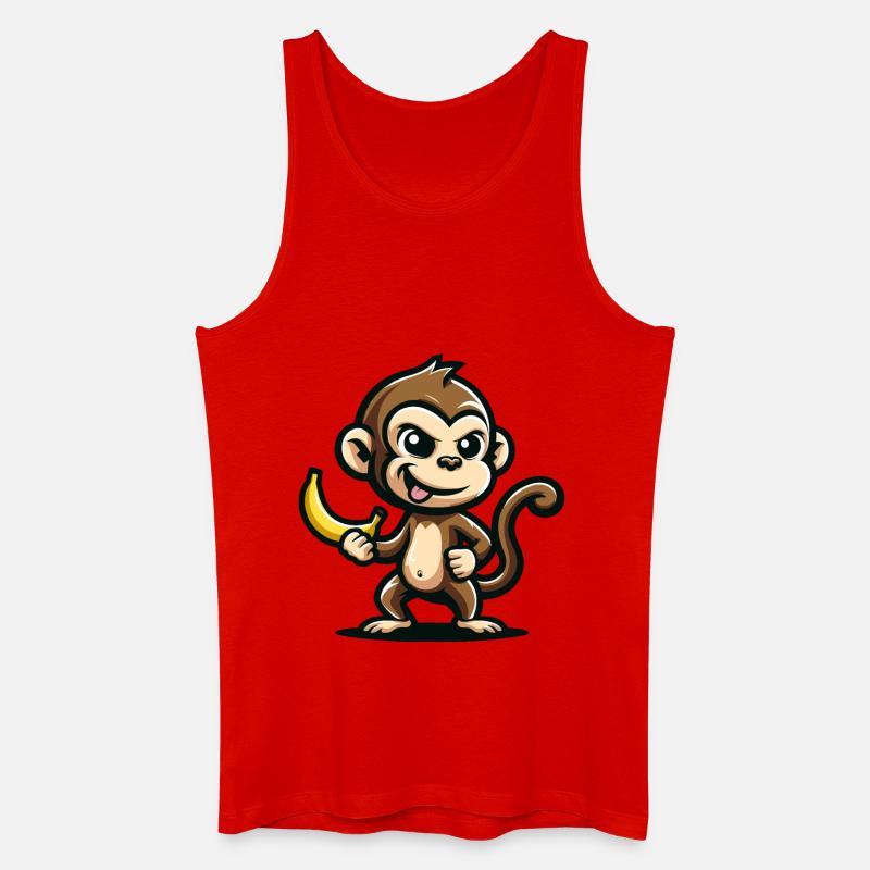 Affe mit Banane frech - Männer Bio Tank Top - Rot