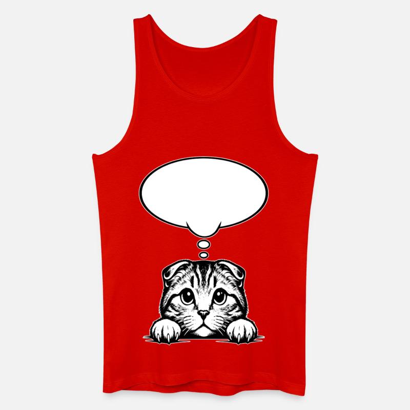 Scottish Fold-eared Cat Speech Bubble - Men’s Organic Tank Top - red