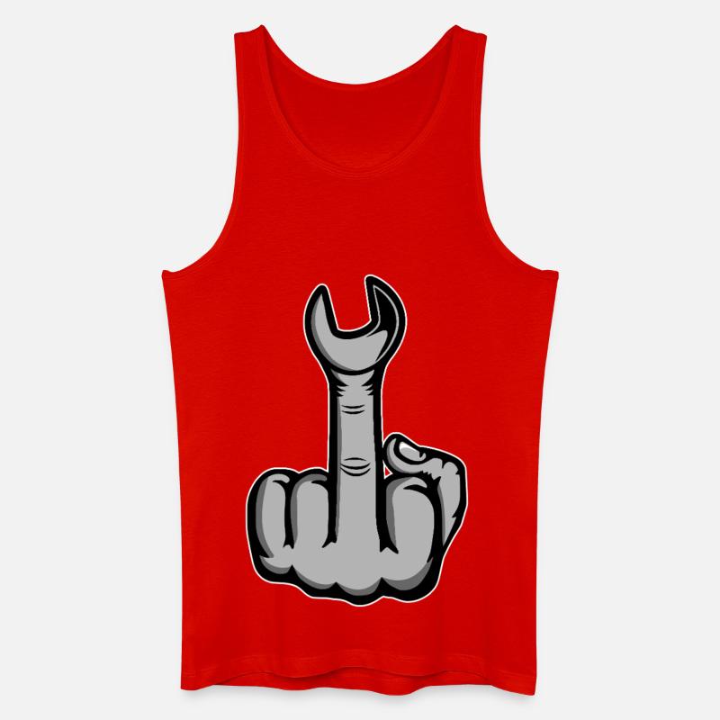 Mittelfinger Stinkerfinger Schraubschlüssel - Männer Bio Tank Top - Rot