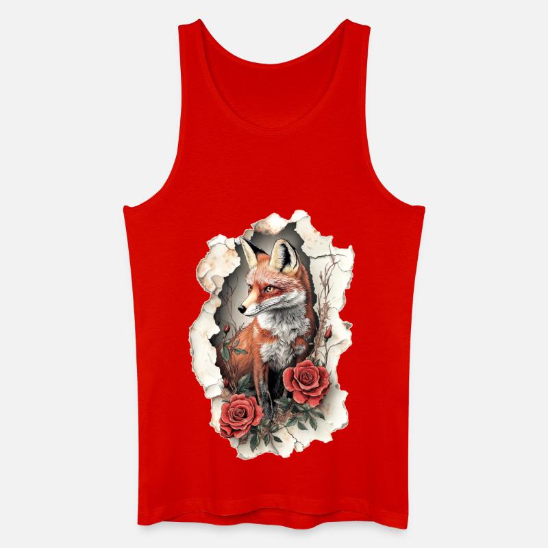 Fuchs mit Blumen - Männer Bio Tank Top - Rot