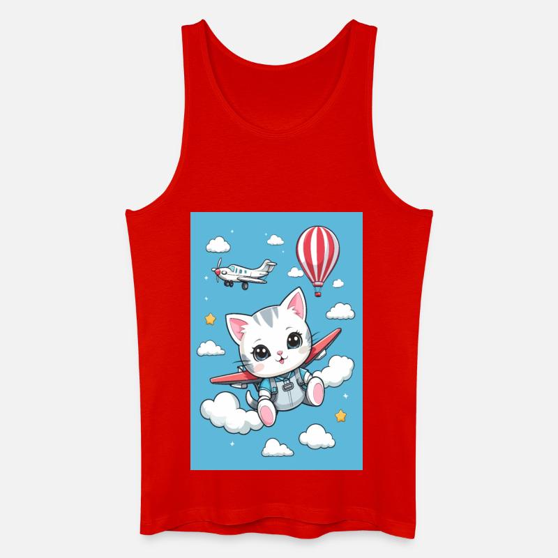 Süße Fliegende Katze - Männer Bio Tank Top - Rot