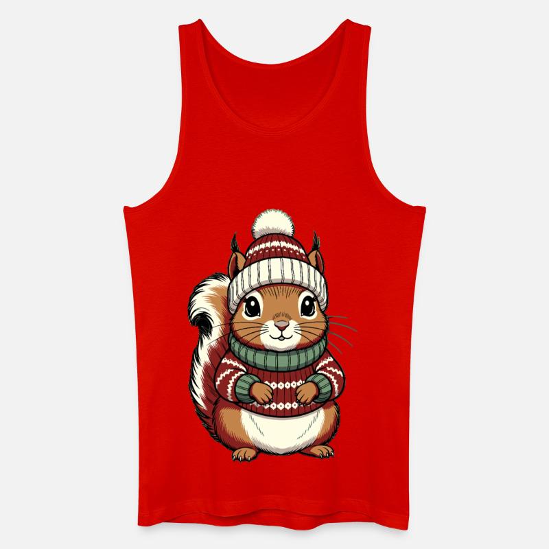 Winter Weihnachten Eichhörnchen - Männer Bio Tank Top - Rot