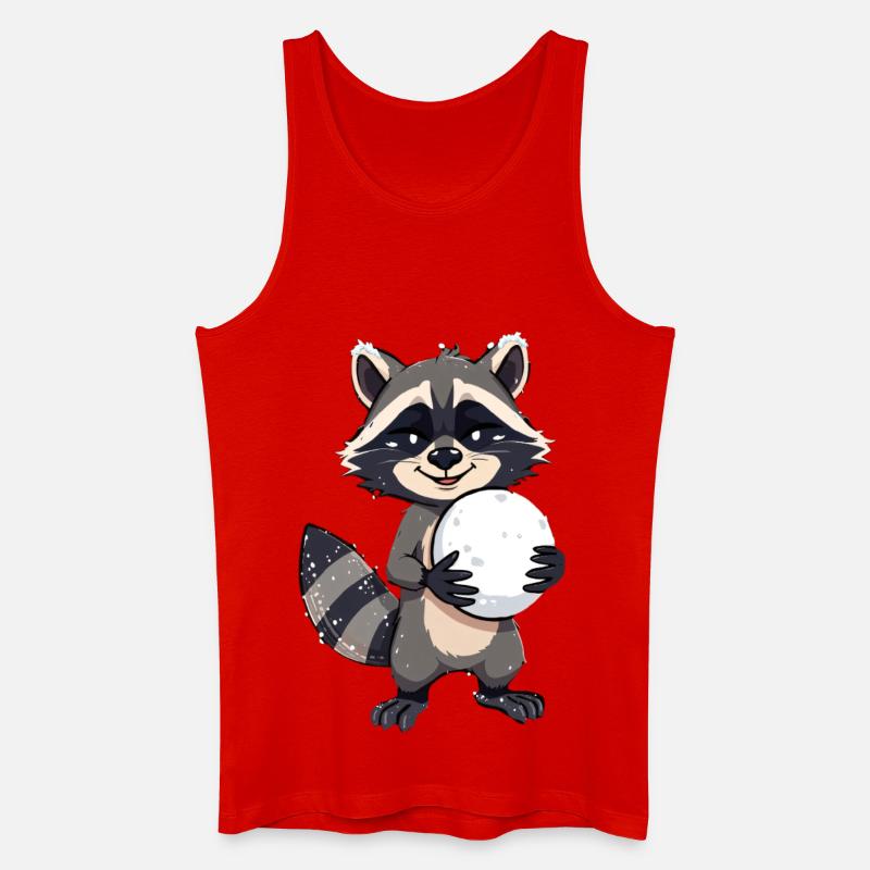 Waschbär mit grossem Schneeball - Männer Bio Tank Top - Rot