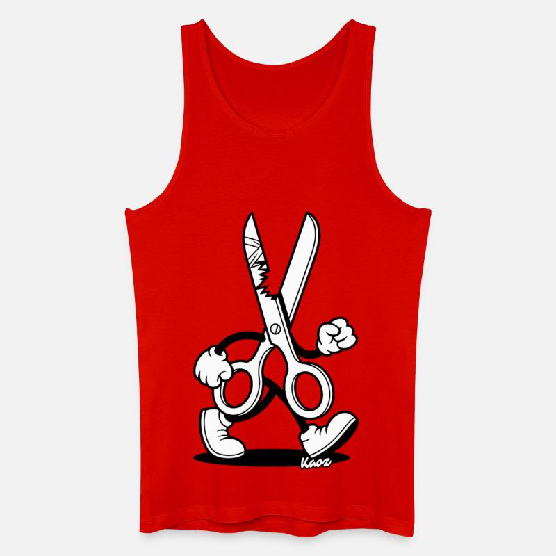 Retro Cartoon: Schere mit Füßen - Männer Bio Tank Top - Rot
