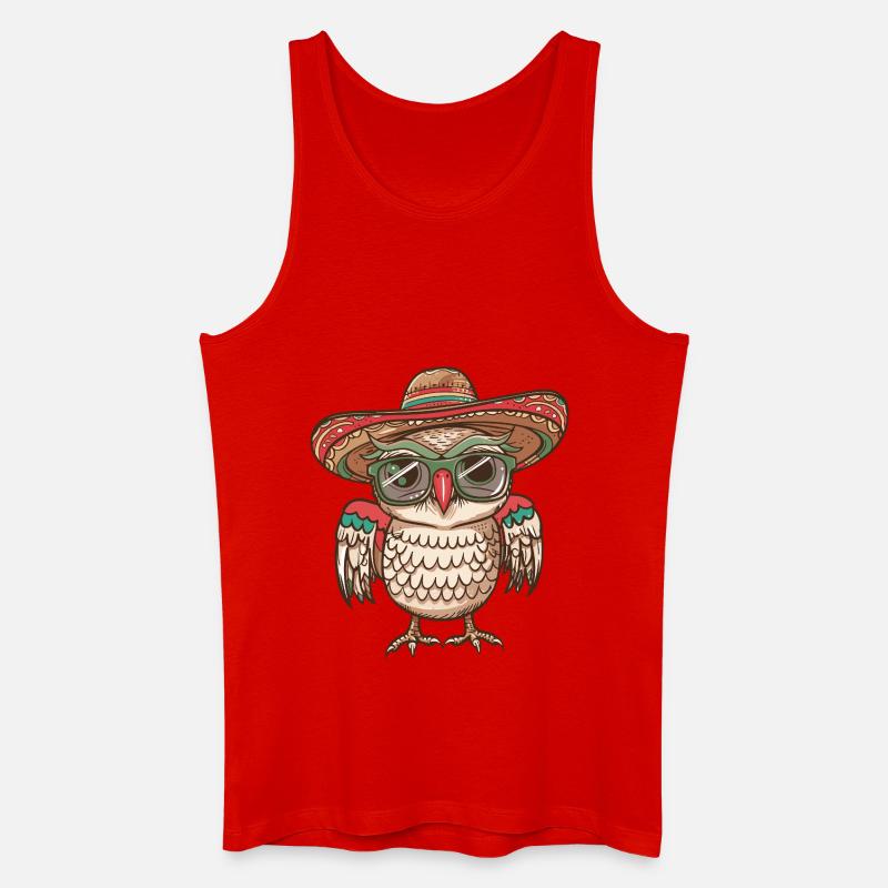Eule Comic Lustig Sombrero - Männer Bio Tank Top - Rot