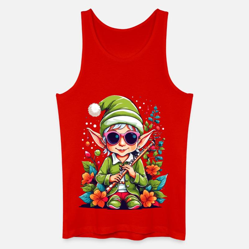 Elfe mit Flöte - Männer Bio Tank Top - Rot