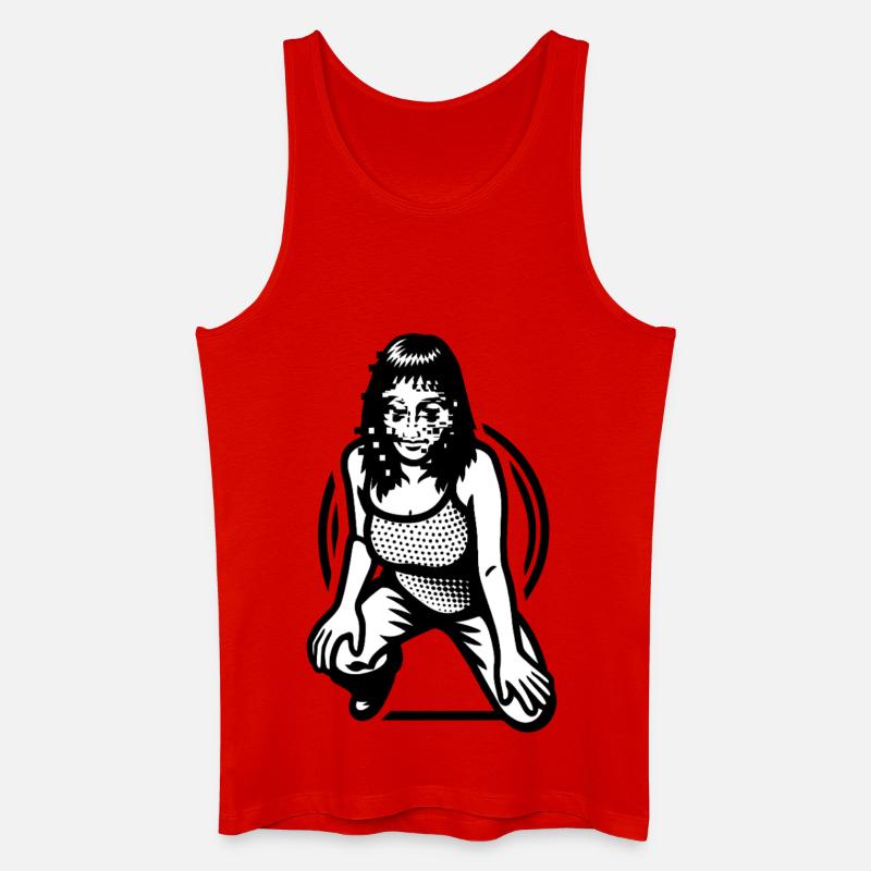 HACKERJENTE - svart og hvitt - Økologisk singlet for menn - rød