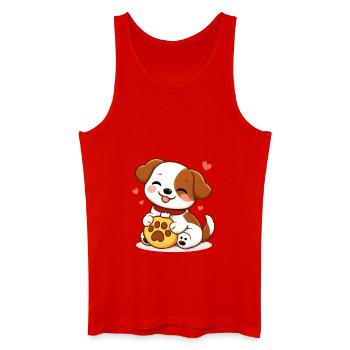 Kuscheliger Welpe und Herzpfote - Männer Bio Tank Top - Rot - Vorne
