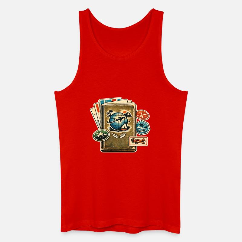 Retro Reiseglobus Stickerkollektion - Männer Bio Tank Top - Rot