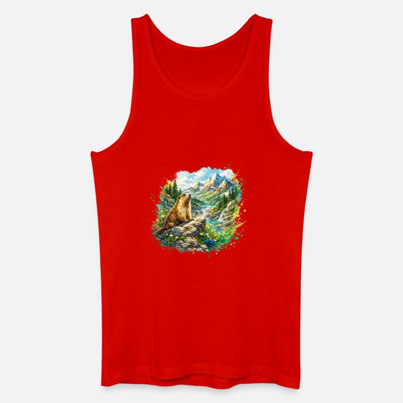 Murmeltierwaldlandschaft - Männer Bio Tank Top - Rot