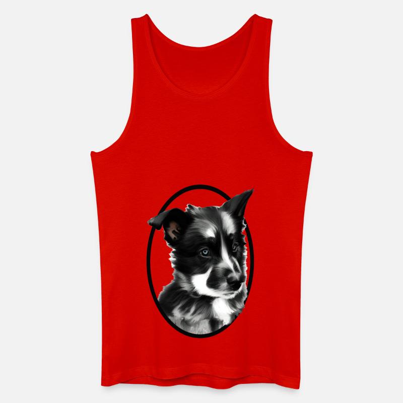 Schwarz-weißer Arbeitshund-Schäferhund - Männer Bio Tank Top - Rot