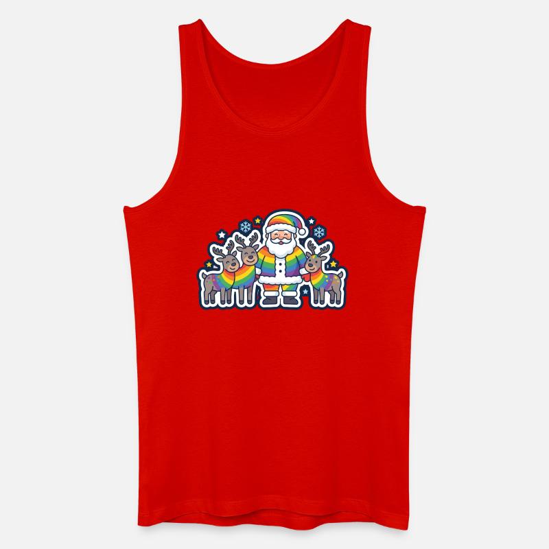 Regenbogen-Weihnachtsmann mit seinen Regenbogenrentieren - Männer Bio Tank Top - Rot