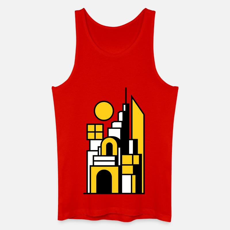 Paysage urbain abstrait en jaune noir - Débardeur bio Homme - rouge