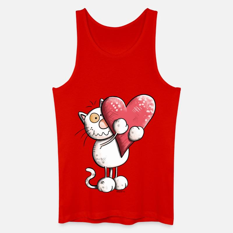 Katze mit Herz - Männer Bio Tank Top - Rot