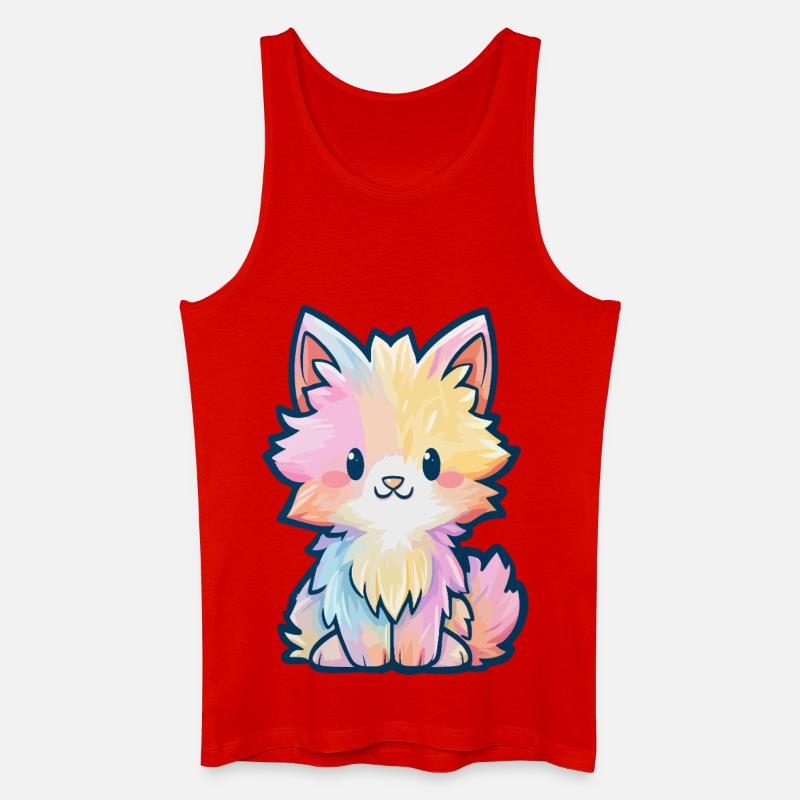Pastellfarbenes Regenbogen-Flaum-Kätzchen - Männer Bio Tank Top - Rot