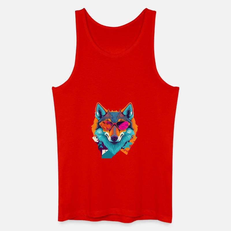 Retro-Wolfsaufstand - Männer Bio Tank Top - Rot
