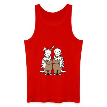 2 Bunny Bird Horse Riding Rider Horse Waving - Men’s Organic Tank Top - red - Front
