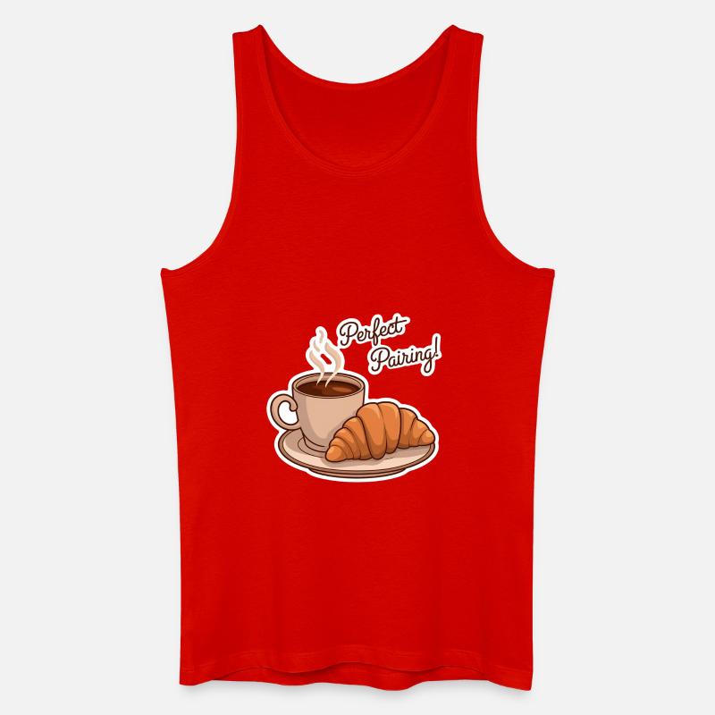 Perfektes Frühstück - Kaffee-Croissant - Männer Bio Tank Top - Rot