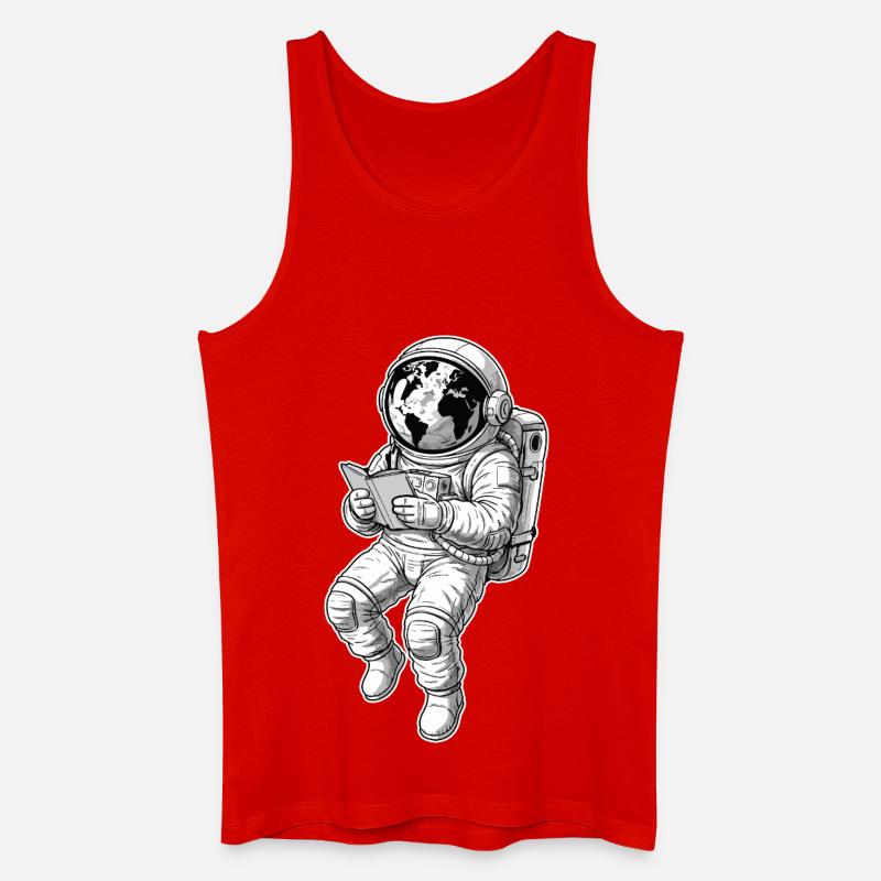 Astronaut Reading Space Earth - Männer Bio Tank Top - Rot