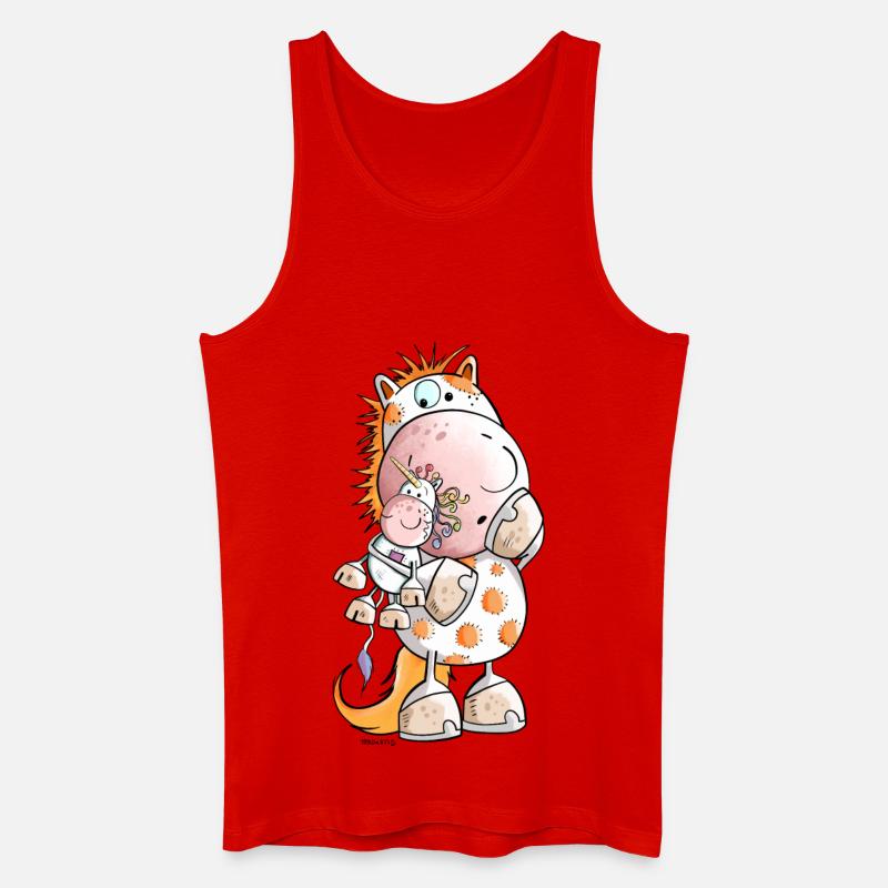 Pferd mit Einhorn Kuscheltier Cartoon  - Männer Bio Tank Top - Rot