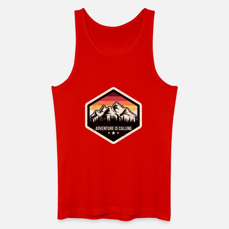 Das Abenteuer ruft Bergwappen - Männer Bio Tank Top - Rot