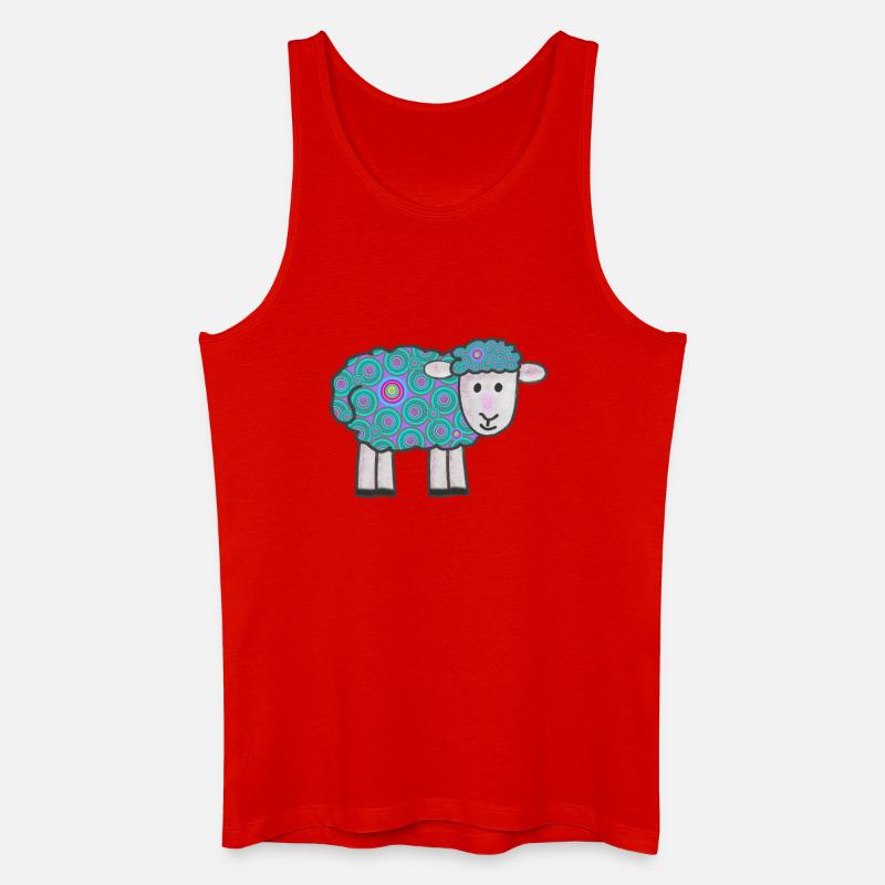 Spiralfarbenes Schäfchen Muster - Männer Bio Tank Top - Rot