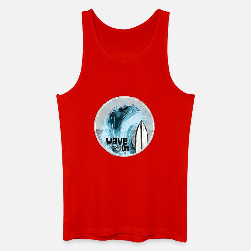 Meereswelle mit Surfboard Design - Männer Bio Tank Top - Rot