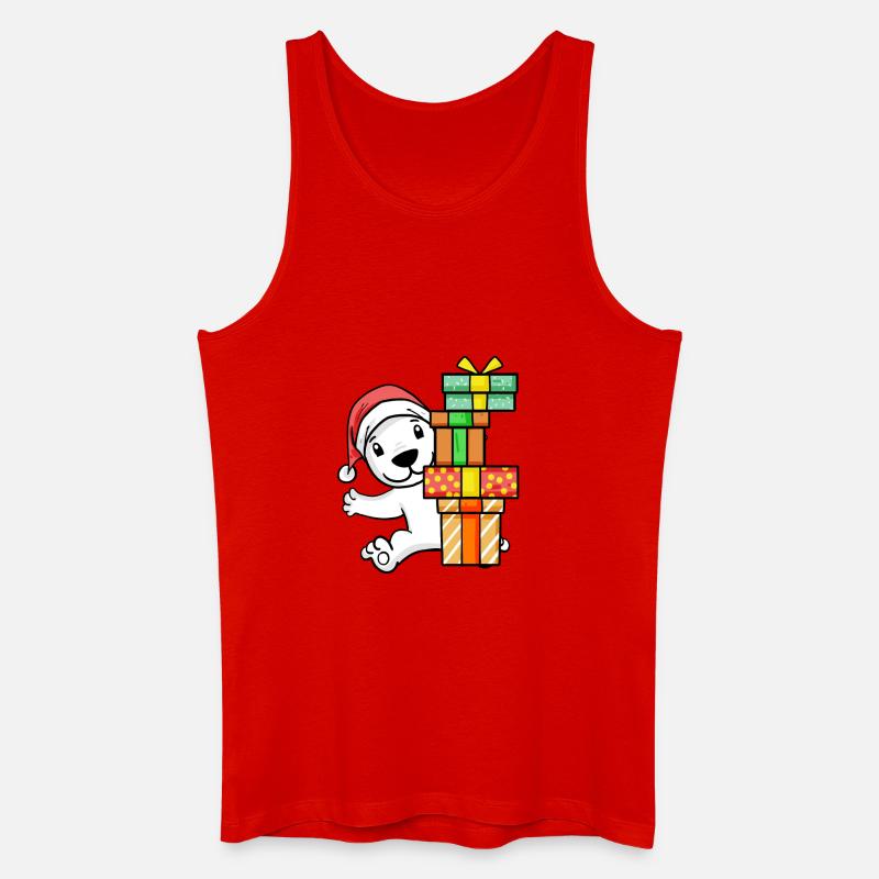 Weihnachten Eisbär mit Geschenke - Männer Bio Tank Top - Rot