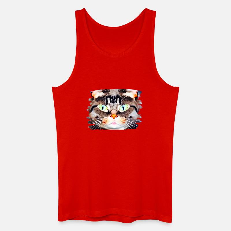 Neon Katzenblick Porträt - Männer Bio Tank Top - Rot