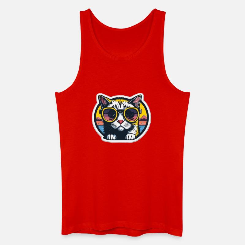 Katze mit Brille - Männer Bio Tank Top - Rot