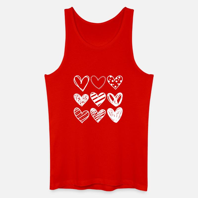 Doodle Herzen Sketchset - Männer Bio Tank Top - Rot