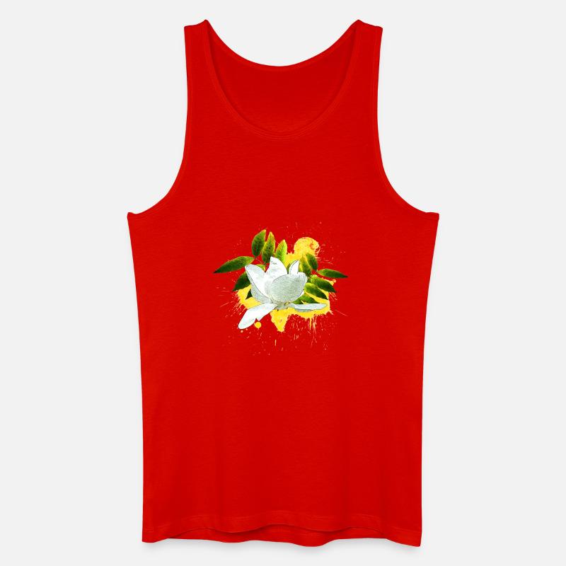 hübsche Blumenprints, Magnolie mit Blättern - Männer Bio Tank Top - Rot