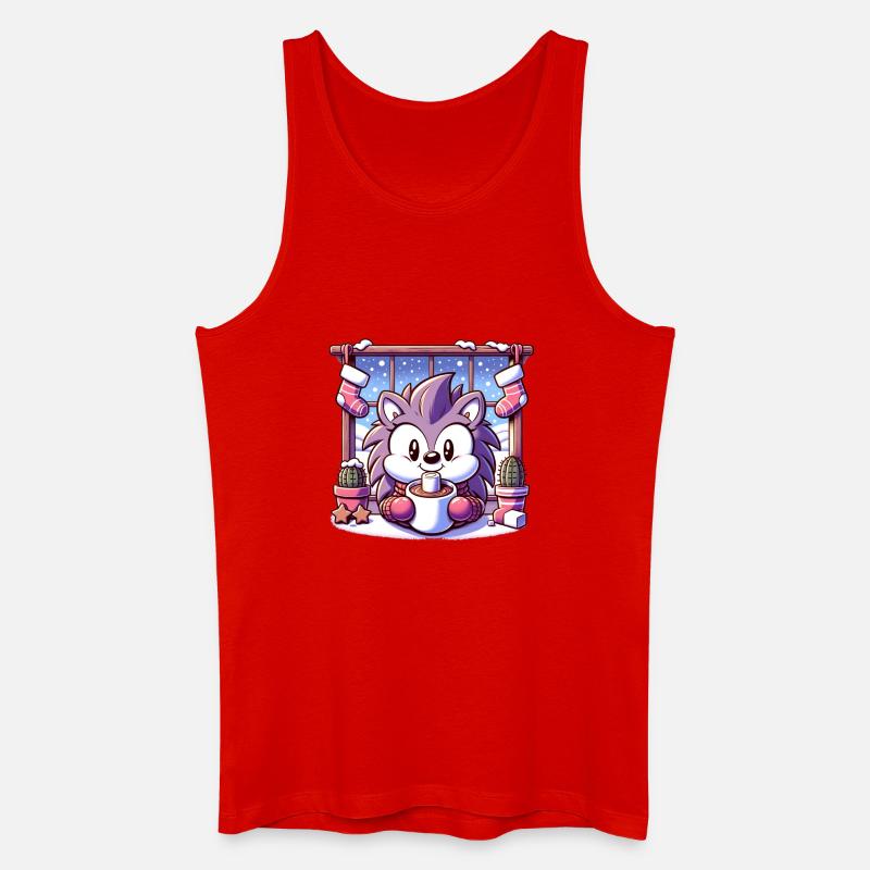 Igel mit Wintermotiv - Männer Bio Tank Top - Rot