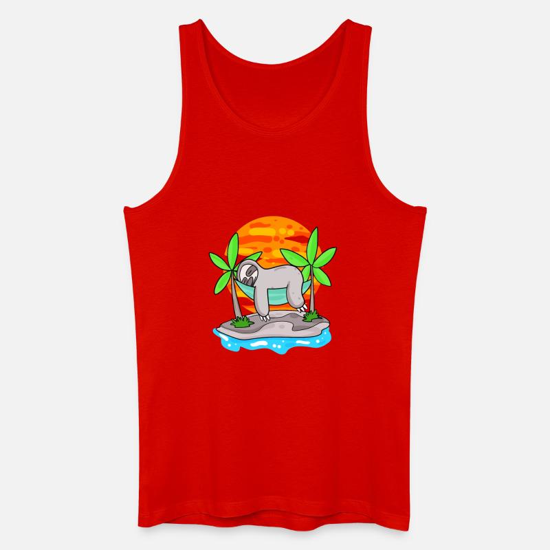 Faultier am Strand - Männer Bio Tank Top - Rot