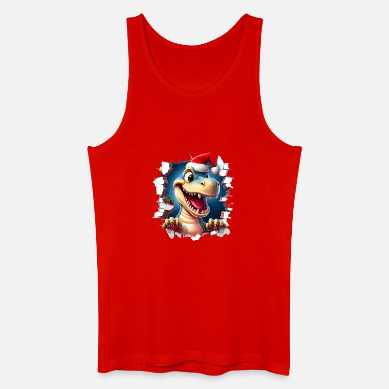 Dino Weihnachtsdurchbruch - Männer Bio Tank Top - Rot