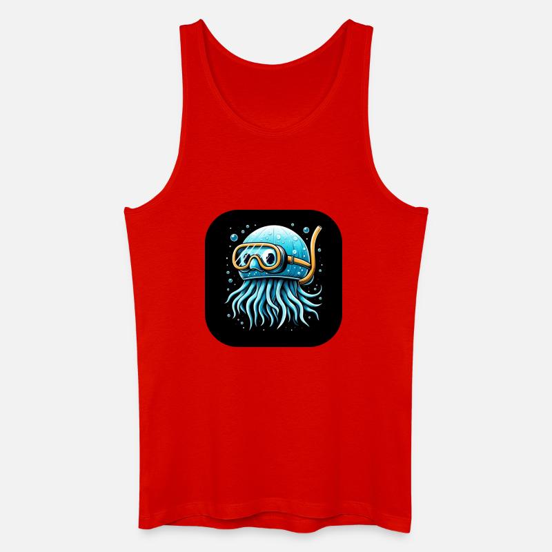 Krake mit Taucherbrille Comic - Männer Bio Tank Top - Rot