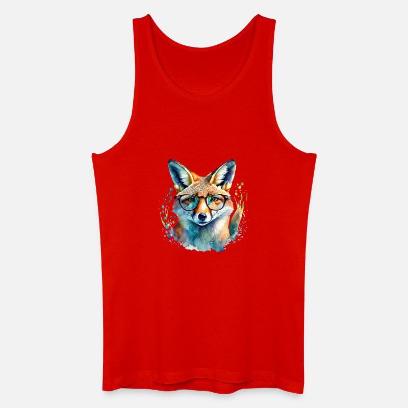 Fuchs mit Brille - Männer Bio Tank Top - Rot