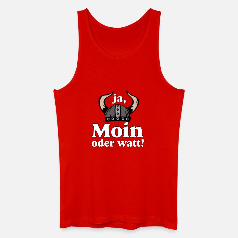 Ja Moin oder Watt? Nordisch Humor - Männer Bio Tank Top - Rot