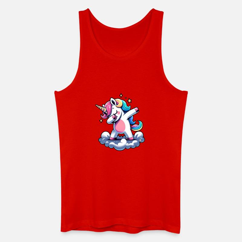 Regenbogen Einhorn Tanz - Männer Bio Tank Top - Rot