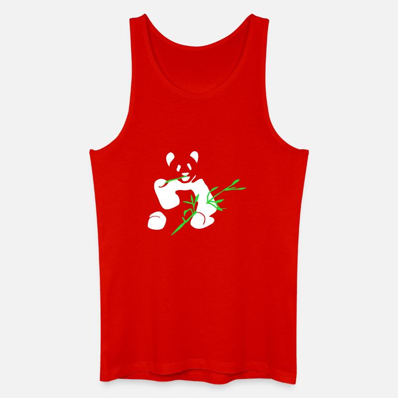 Panda mit Bambus - Männer Bio Tank Top - Rot