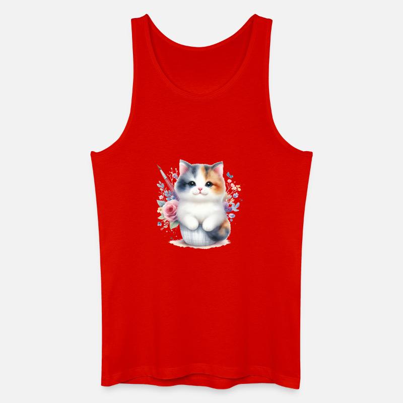Süße Katze - Männer Bio Tank Top - Rot