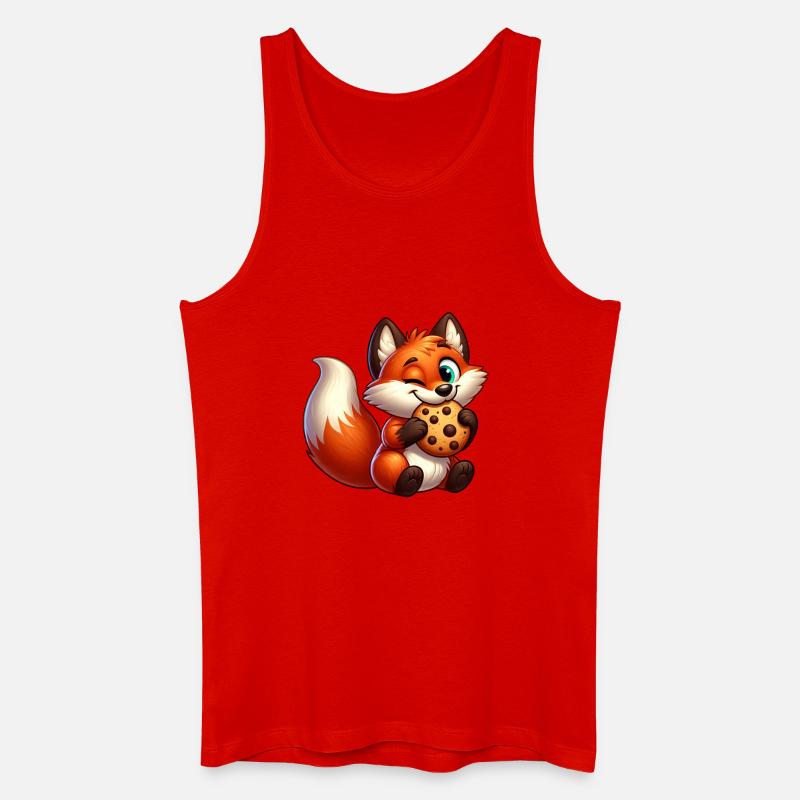 Süßer Rotfuchs mit Keks - Männer Bio Tank Top - Rot