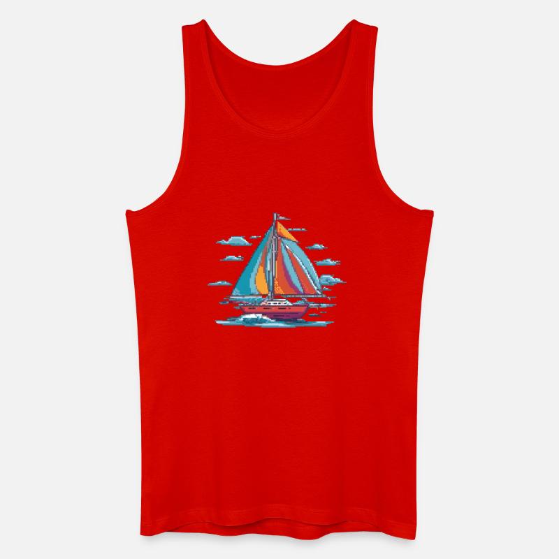 Bunter Pixelsegler - Männer Bio Tank Top - Rot