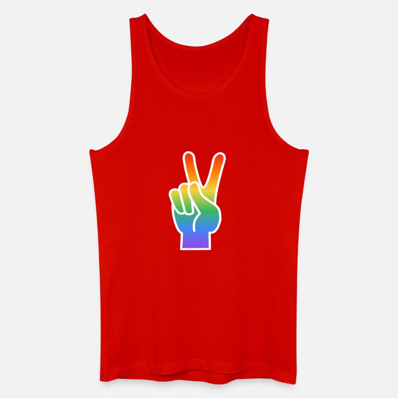 Regenbogen Peace Handzeichen - Männer Bio Tank Top - Rot