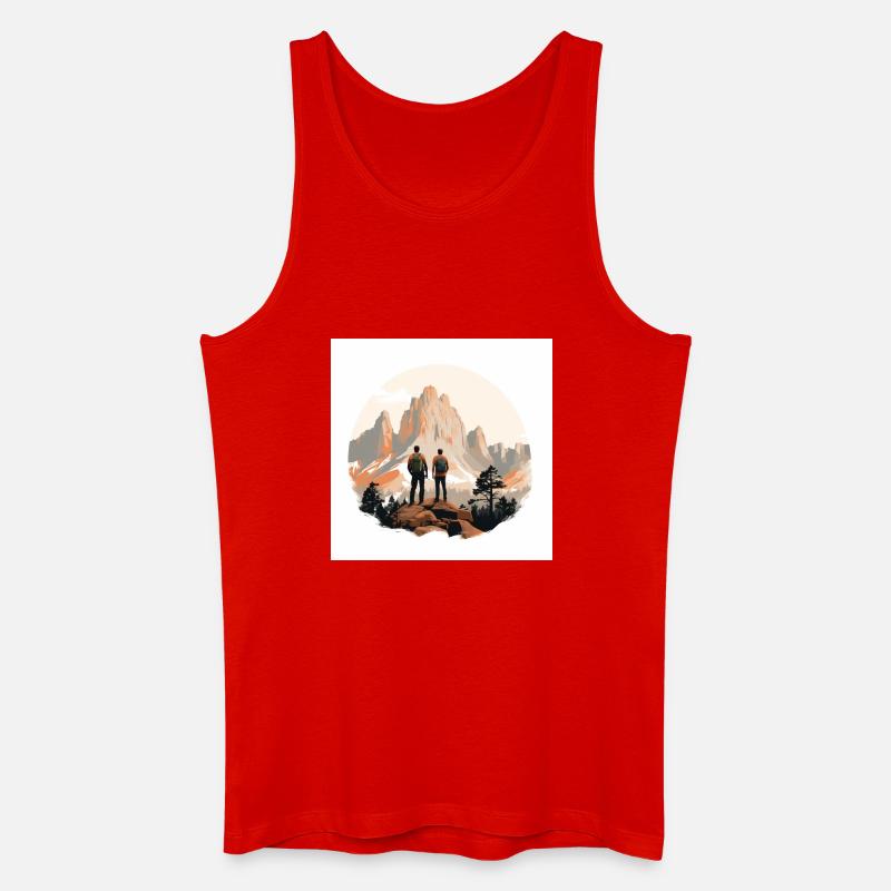 Wanderer vor Alpenlandschaft - Männer Bio Tank Top - Rot